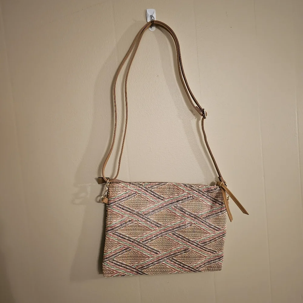 Straw Crossbody Envelope Weaved Bag with Removable Strap NWOT